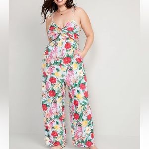 Linen Floral Jumpsuit Size L